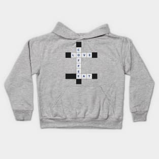 Love, Coffee, Eat crosswords Kids Hoodie